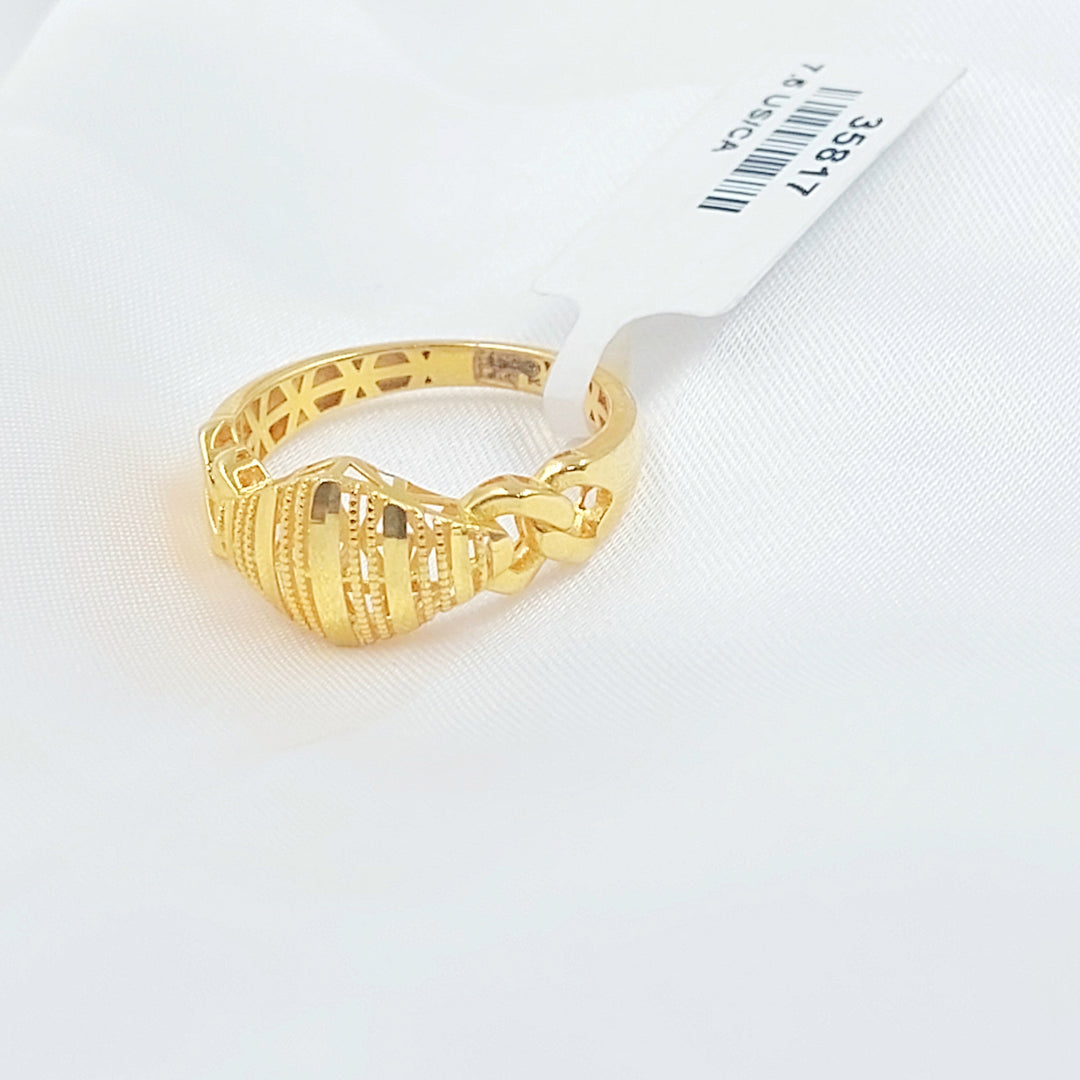 21K خاتم نقش جنزير-مجوهرات الشيخ سعيد-Saeed Jewelry 