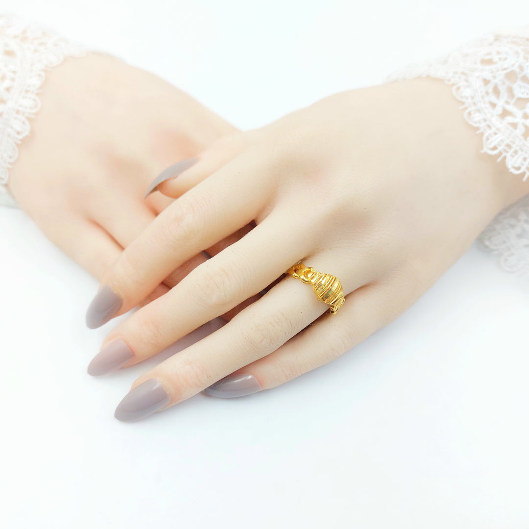 21K خاتم نقش جنزير-مجوهرات الشيخ سعيد-Saeed Jewelry 