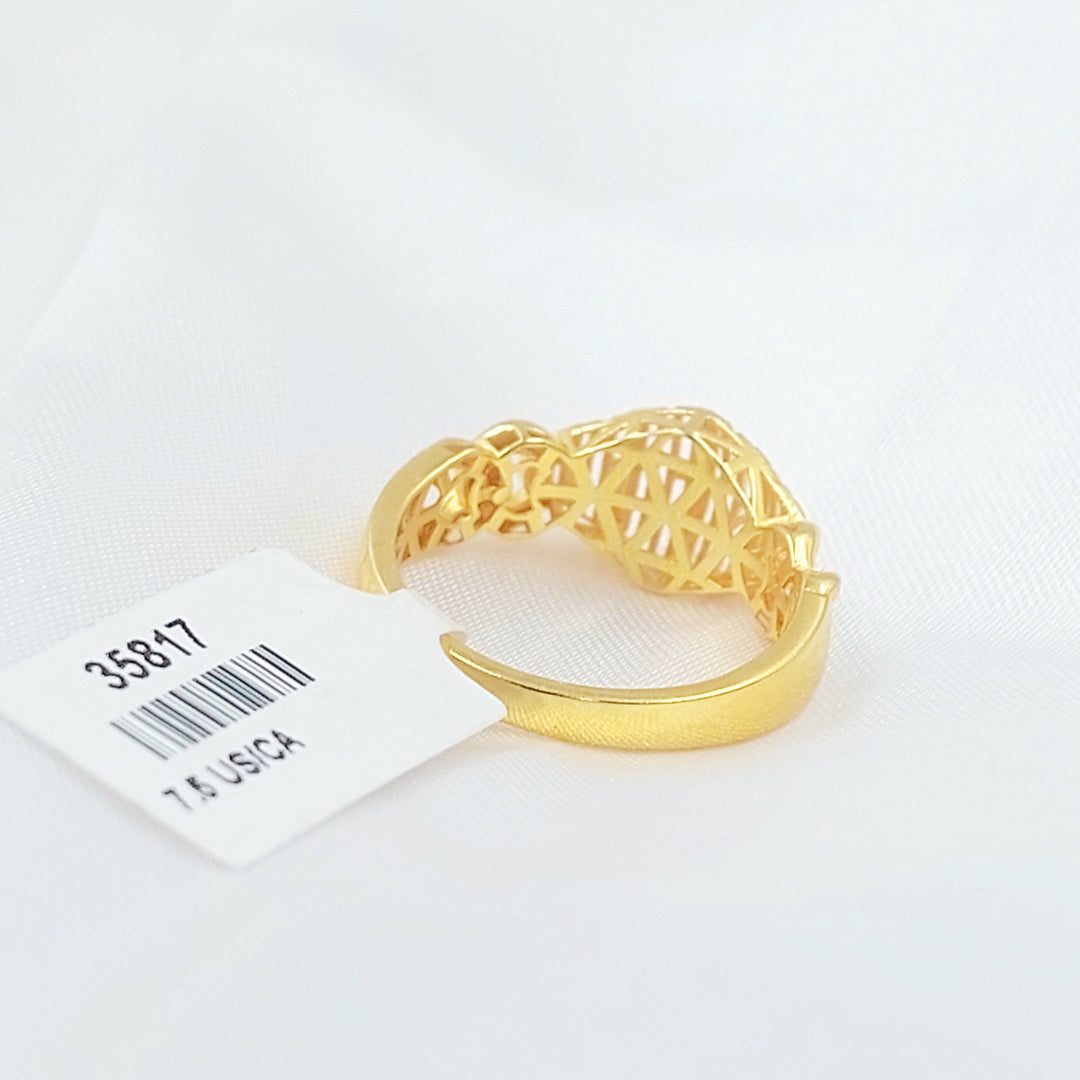 21K خاتم نقش جنزير-مجوهرات الشيخ سعيد-Saeed Jewelry 