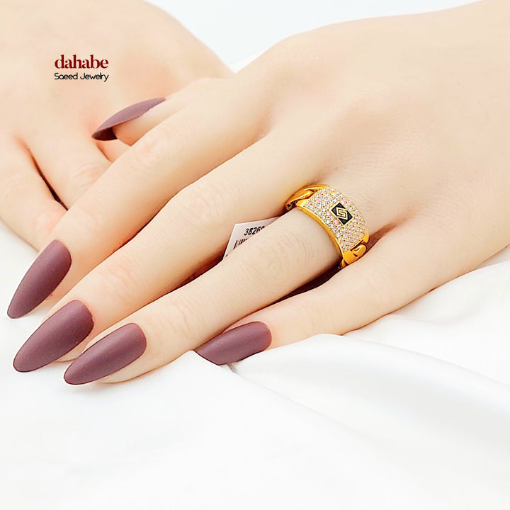 21K خاتم جنزير اكسترا-مجوهرات الشيخ سعيد-Saeed Jewelry 