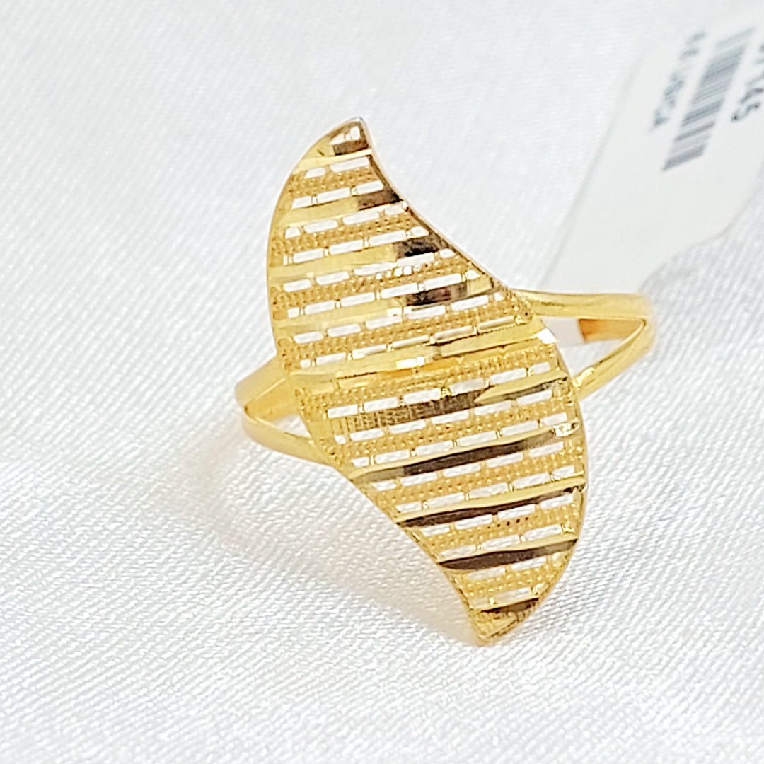 21K خاتم ورق الشجر اكسترا-مجوهرات الشيخ سعيد-Saeed Jewelry 