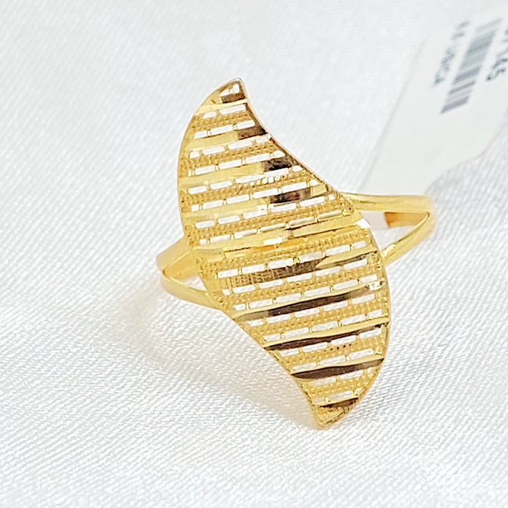 21K خاتم ورق الشجر اكسترا-مجوهرات الشيخ سعيد-Saeed Jewelry 