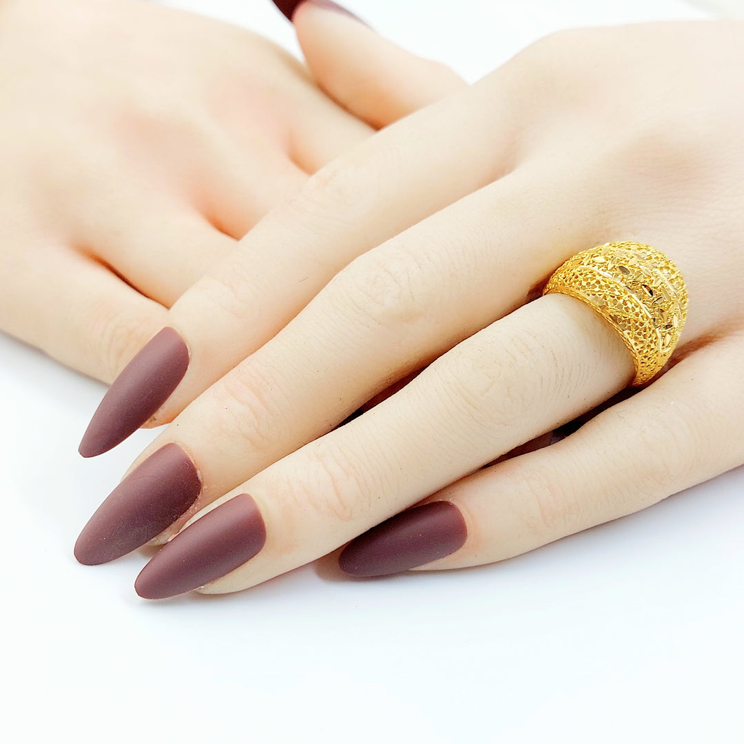 21K خاتم نقش اكسترا-مجوهرات الشيخ سعيد-Saeed Jewelry 