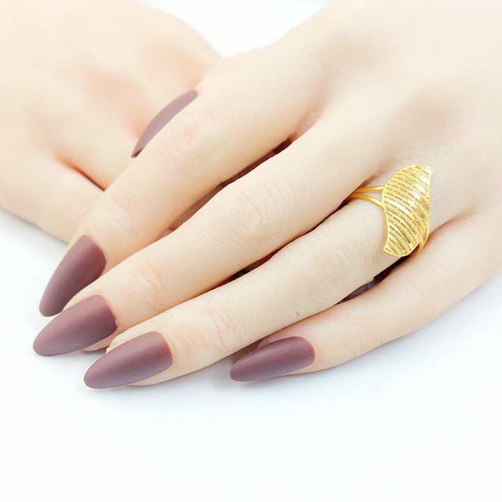 21K خاتم ورق الشجر اكسترا-مجوهرات الشيخ سعيد-Saeed Jewelry 