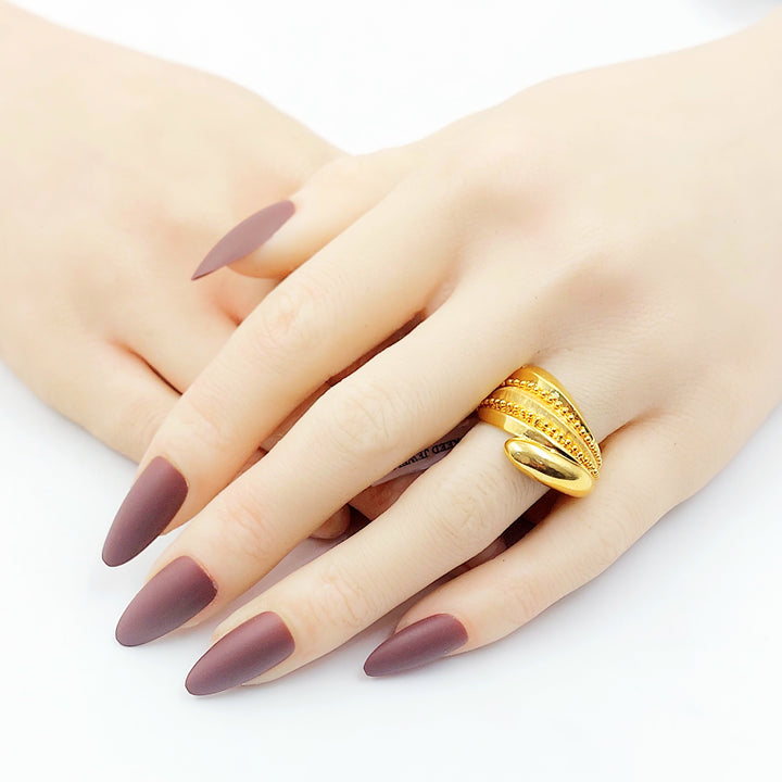 21K خاتم جنزير مرصع-مجوهرات الشيخ سعيد-Saeed Jewelry 