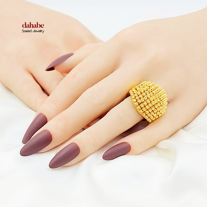 21K خاتم طابات اكسترا-مجوهرات الشيخ سعيد-Saeed Jewelry 