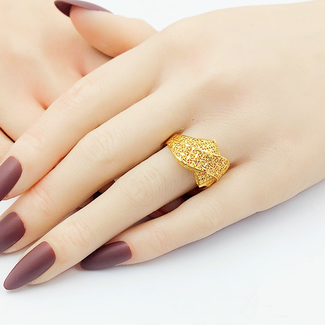21K خاتم نقش اكسترا-مجوهرات الشيخ سعيد-Saeed Jewelry 