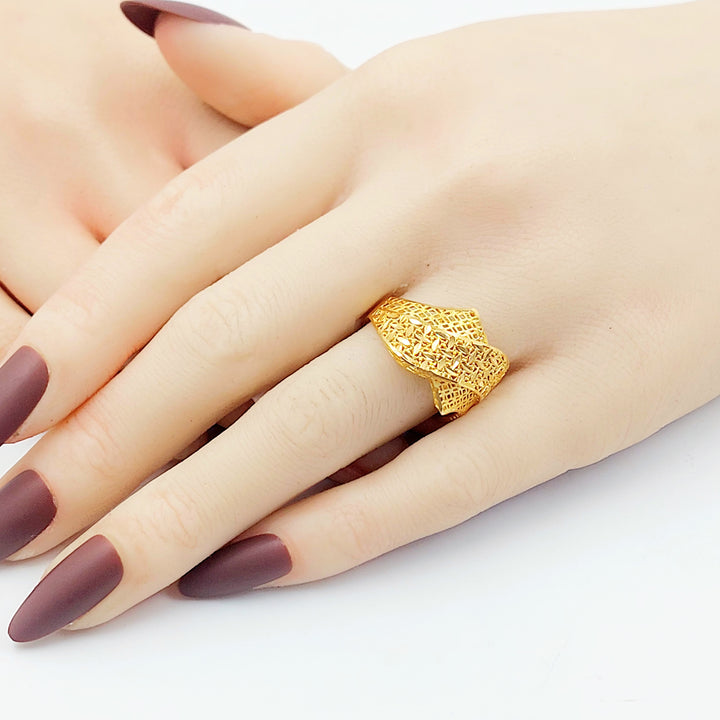 21K خاتم نقش اكسترا-مجوهرات الشيخ سعيد-Saeed Jewelry 
