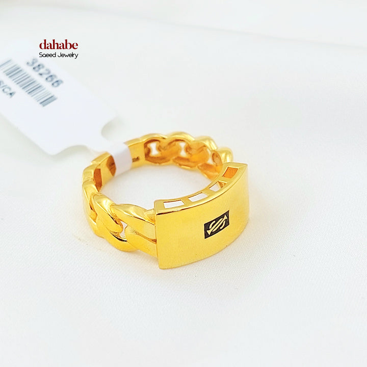 21K خاتم جنزير اكسترا-مجوهرات الشيخ سعيد-Saeed Jewelry 
