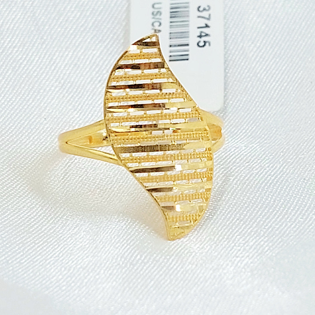21K خاتم ورق الشجر اكسترا-مجوهرات الشيخ سعيد-Saeed Jewelry 