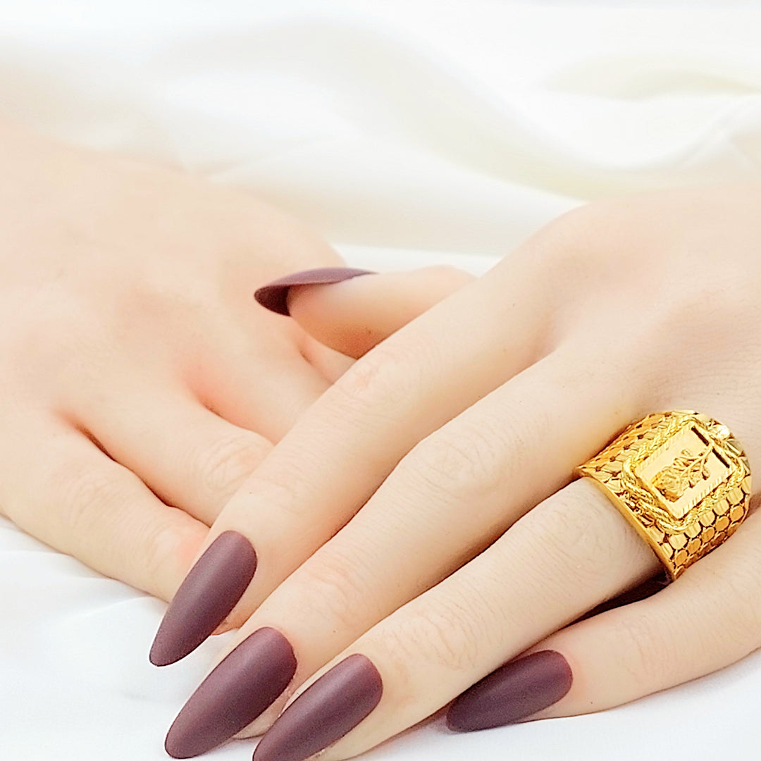 21K خاتم اونصه اكسترا-مجوهرات الشيخ سعيد-Saeed Jewelry 