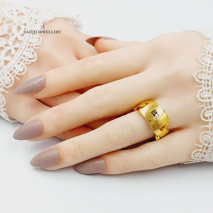 21K خاتم جنزير اكسترا-مجوهرات الشيخ سعيد-Saeed Jewelry 