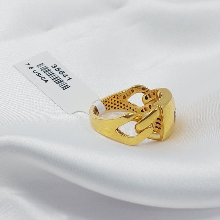 21K خاتم جنزير اكسترا-مجوهرات الشيخ سعيد-Saeed Jewelry 