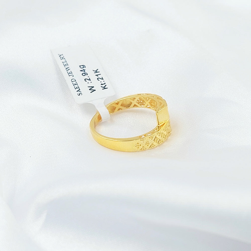 21K خاتم نقش اكسترا-مجوهرات الشيخ سعيد-Saeed Jewelry 