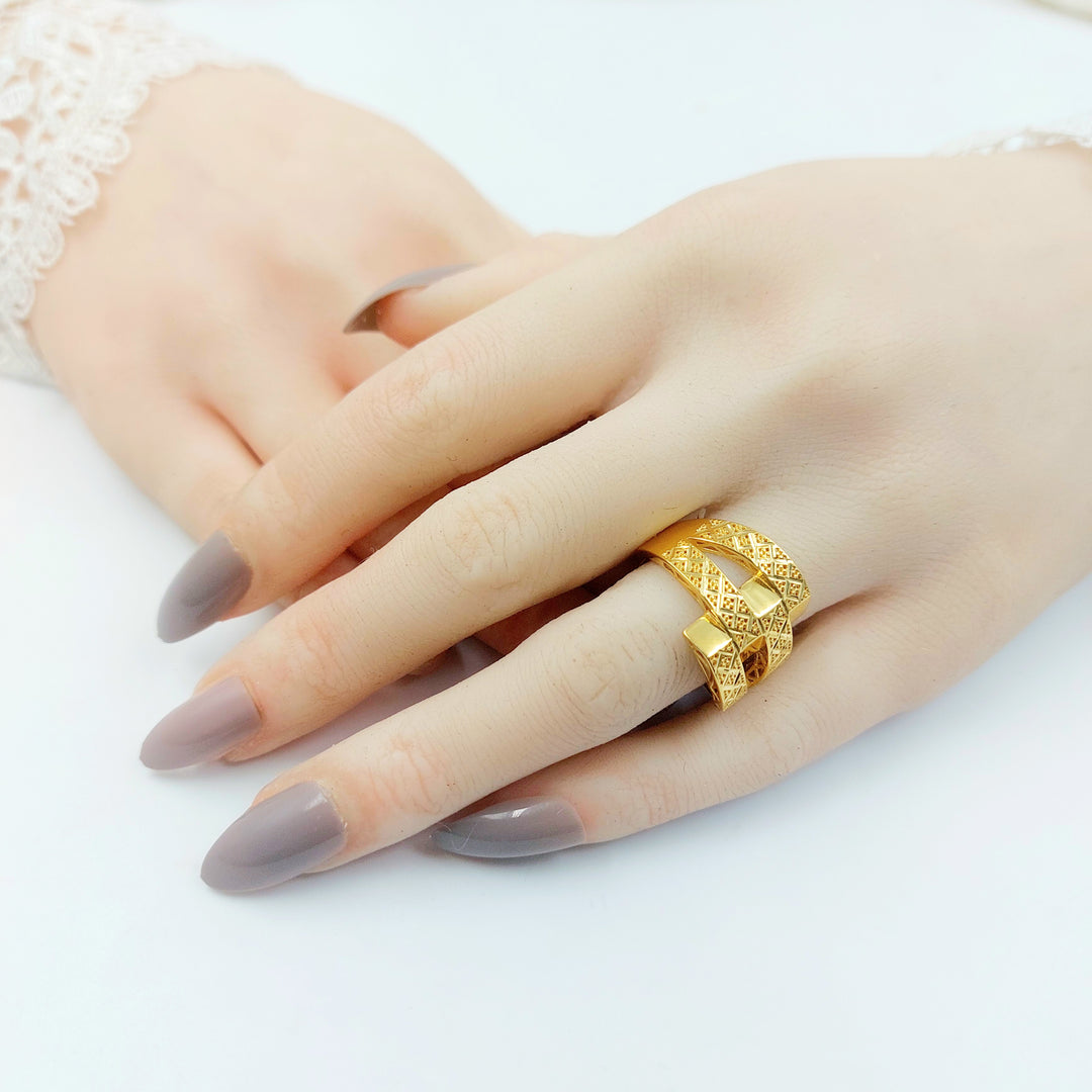 21K خاتم نقش اكسترا-مجوهرات الشيخ سعيد-Saeed Jewelry 