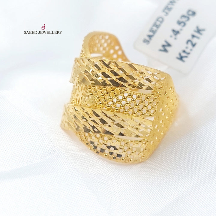 21K خاتم نقش اكسترا-مجوهرات الشيخ سعيد-Saeed Jewelry 