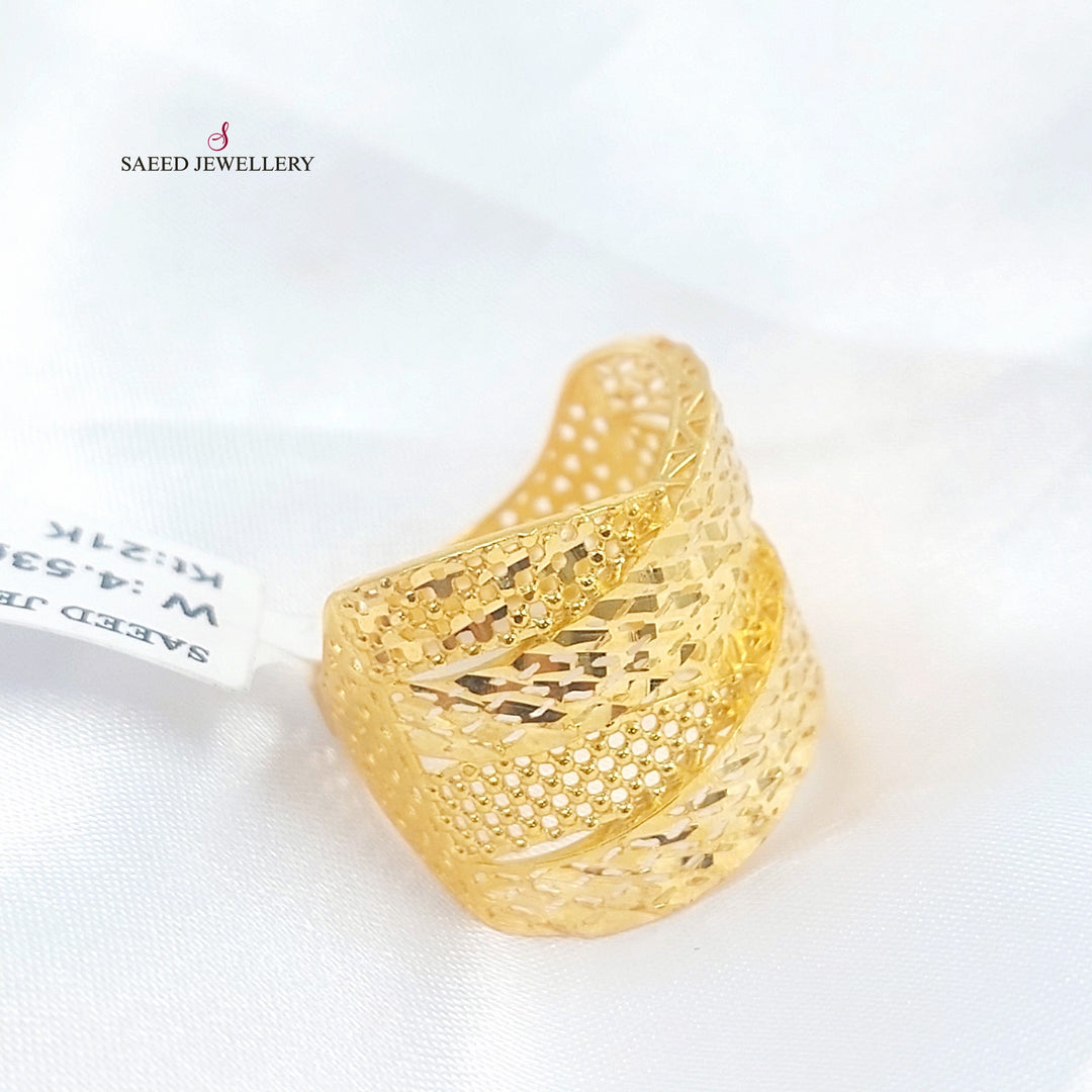 21K خاتم نقش اكسترا-مجوهرات الشيخ سعيد-Saeed Jewelry 