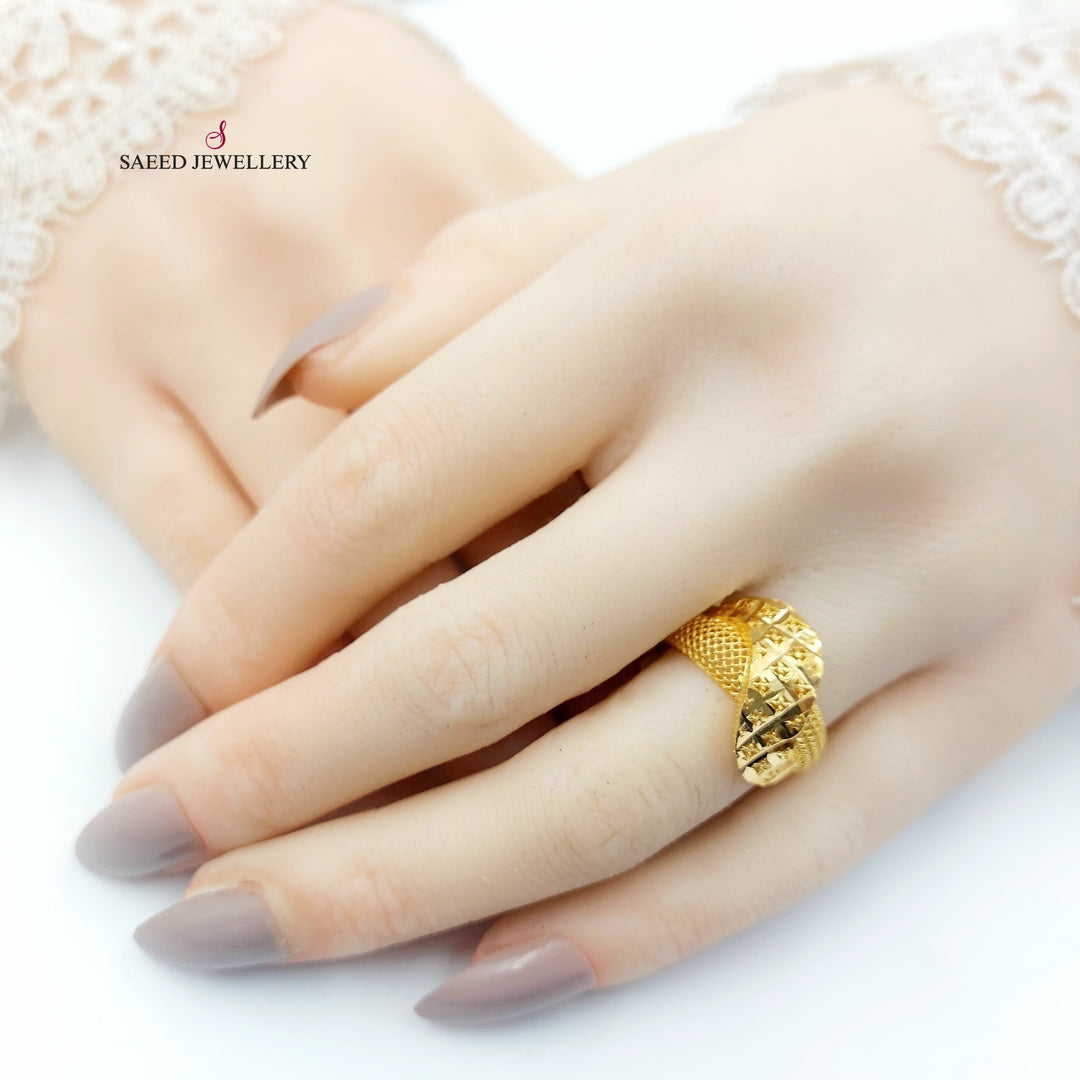 21K خاتم نقش-مجوهرات الشيخ سعيد-Saeed Jewelry 