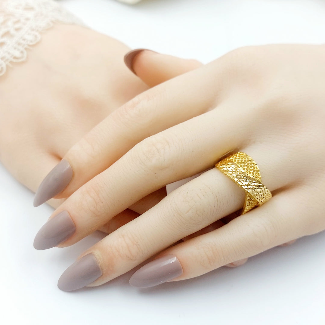 21K خاتم نقش اكسترا-مجوهرات الشيخ سعيد-Saeed Jewelry 