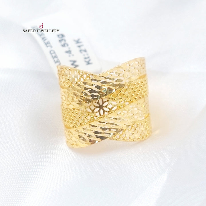 21K خاتم نقش اكسترا-مجوهرات الشيخ سعيد-Saeed Jewelry 