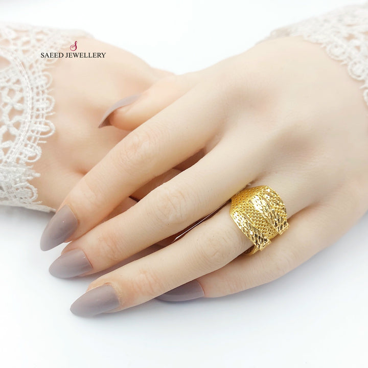 21K خاتم نقش اكسترا-مجوهرات الشيخ سعيد-Saeed Jewelry 
