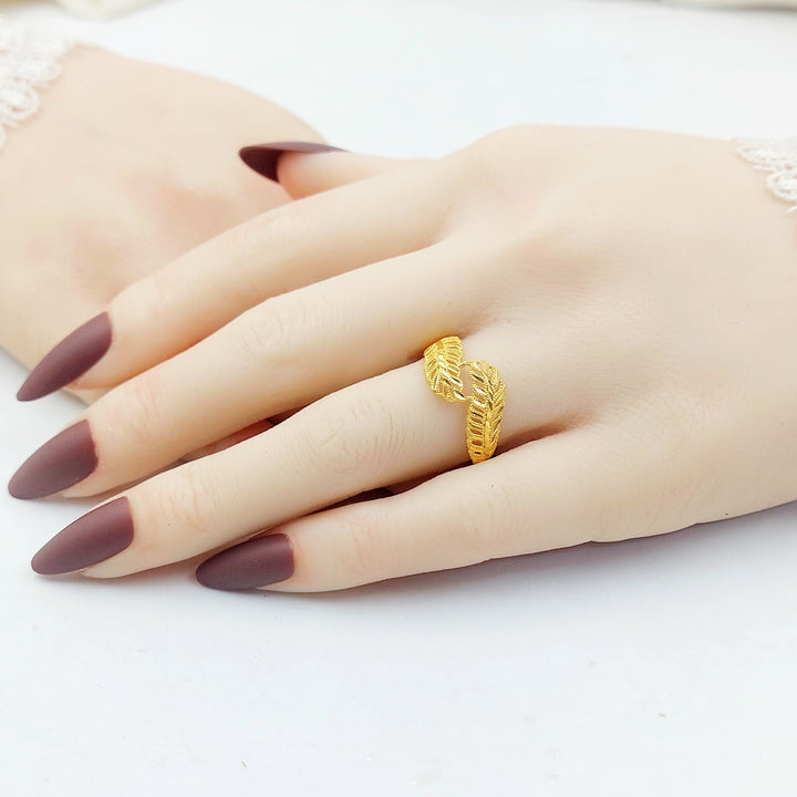 21K خاتم ورق الشجر اكسترا-مجوهرات الشيخ سعيد-Saeed Jewelry 