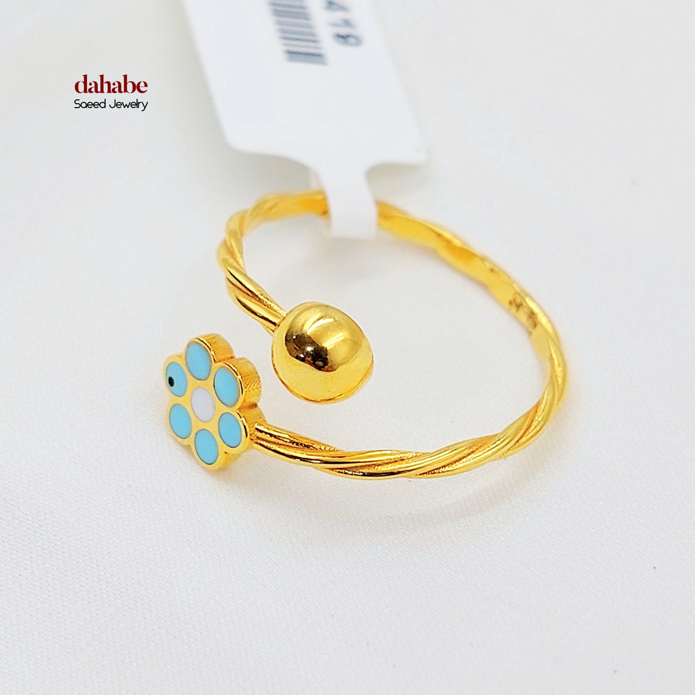 21K خاتم وردة مينا-مجوهرات الشيخ سعيد-Saeed Jewelry 