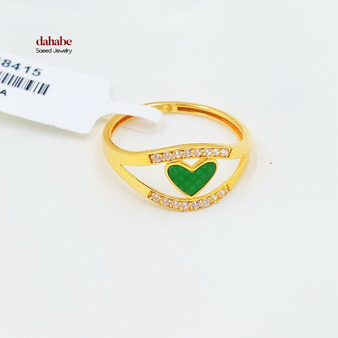 21K خاتم قلب مينا مرصع-مجوهرات الشيخ سعيد-Saeed Jewelry 