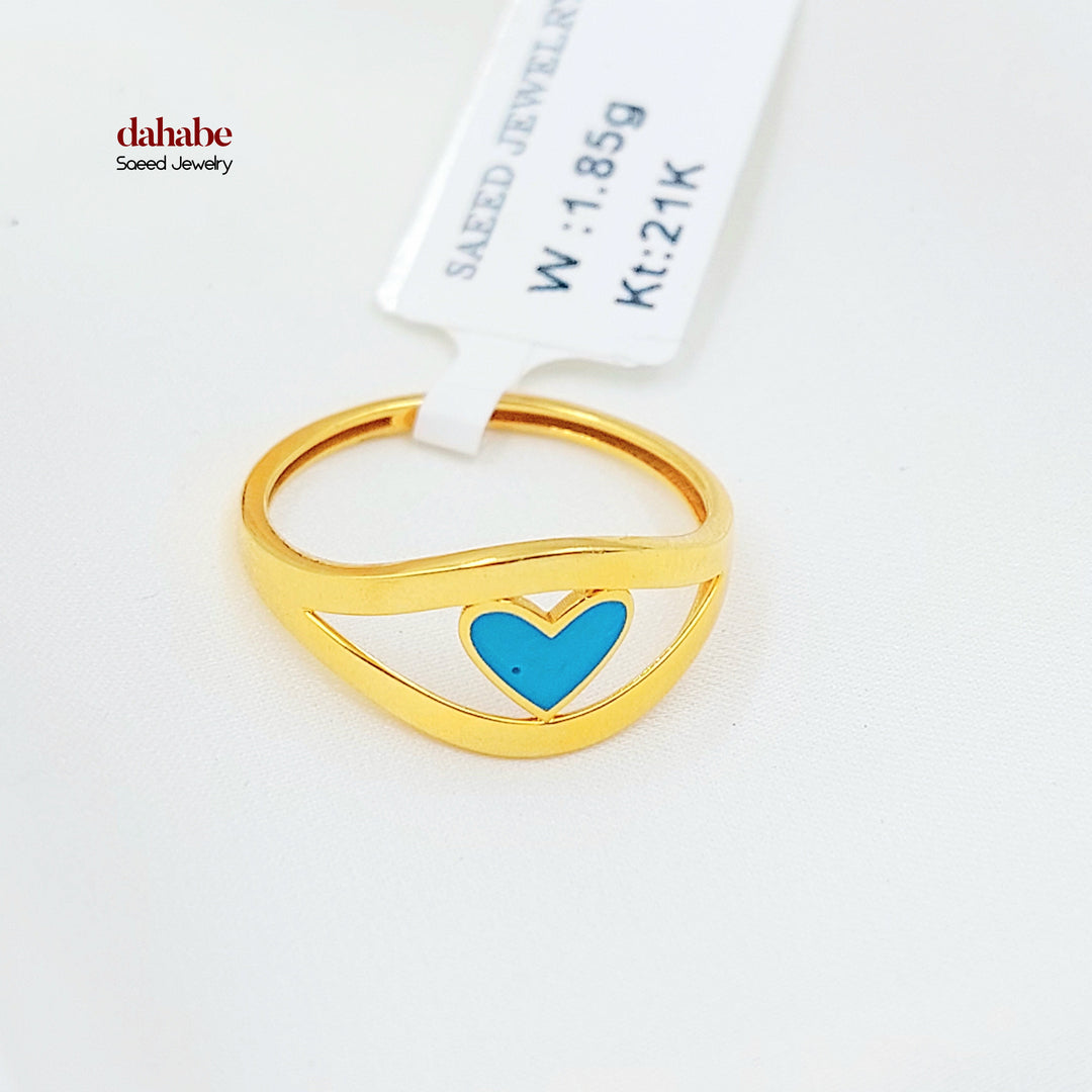 21K خاتم قلب مينا-مجوهرات الشيخ سعيد-Saeed Jewelry 