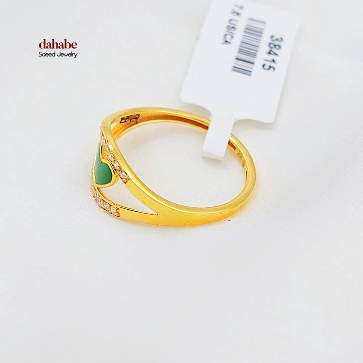 21K خاتم قلب مينا مرصع-مجوهرات الشيخ سعيد-Saeed Jewelry 