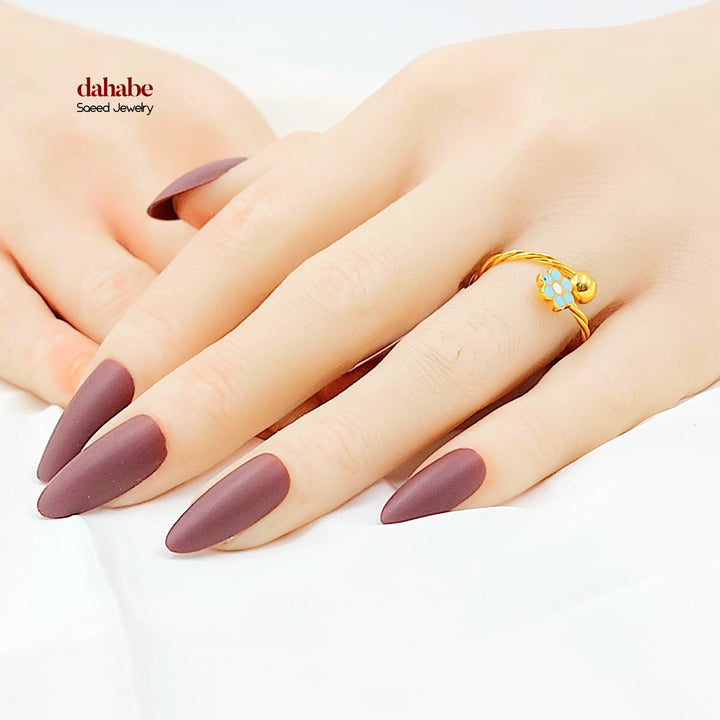 21K خاتم وردة مينا-مجوهرات الشيخ سعيد-Saeed Jewelry 