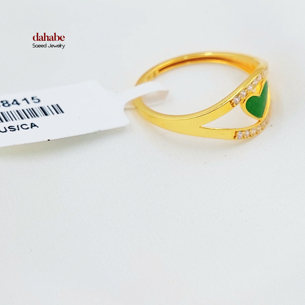 21K خاتم قلب مينا مرصع-مجوهرات الشيخ سعيد-Saeed Jewelry 