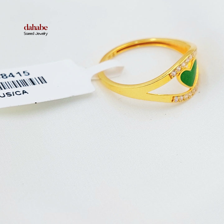 21K خاتم قلب مينا مرصع-مجوهرات الشيخ سعيد-Saeed Jewelry 