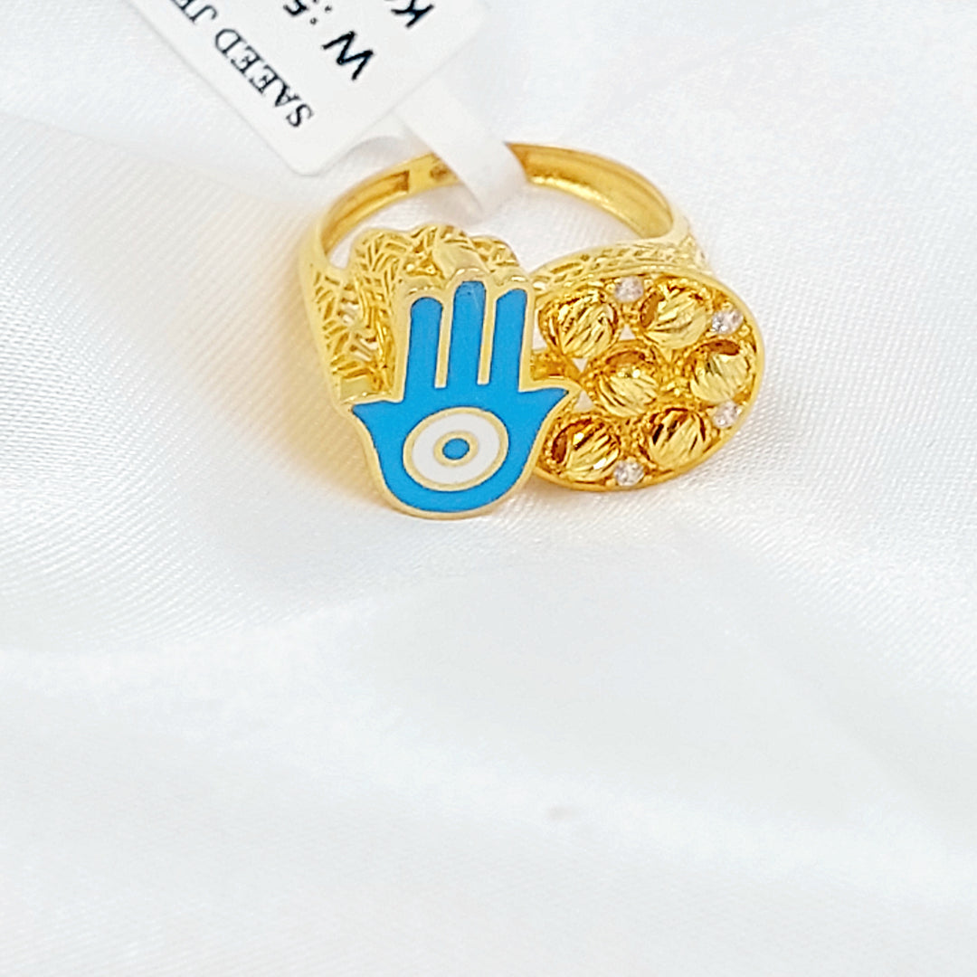 21K خاتم كف مينا مرصع-مجوهرات الشيخ سعيد-Saeed Jewelry 