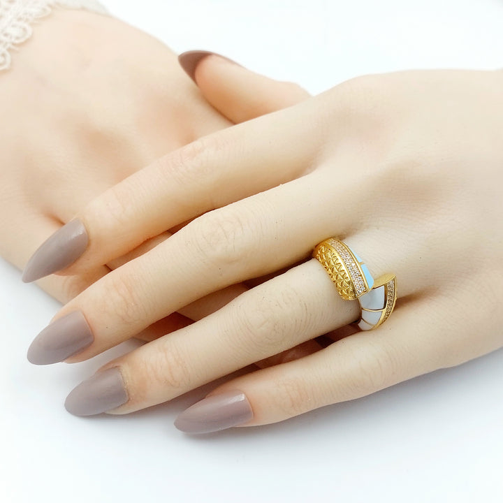 21K خاتم اكسترا مينا مرصع-مجوهرات الشيخ سعيد-Saeed Jewelry 