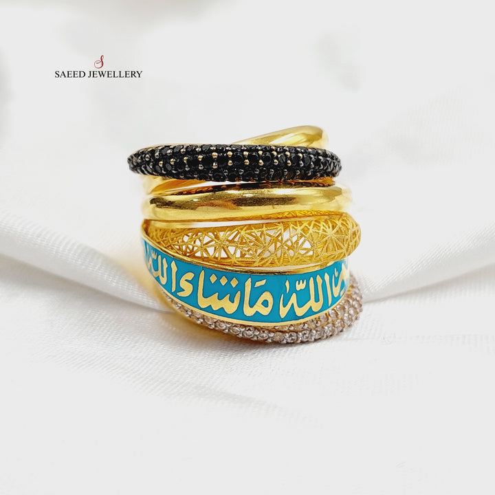 21K خاتم اسلامي مينا مرصع-مجوهرات الشيخ سعيد-Saeed Jewelry 