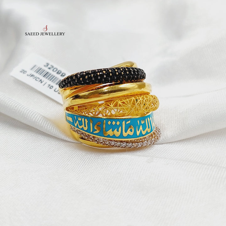 21K خاتم اسلامي مينا مرصع-مجوهرات الشيخ سعيد-Saeed Jewelry 