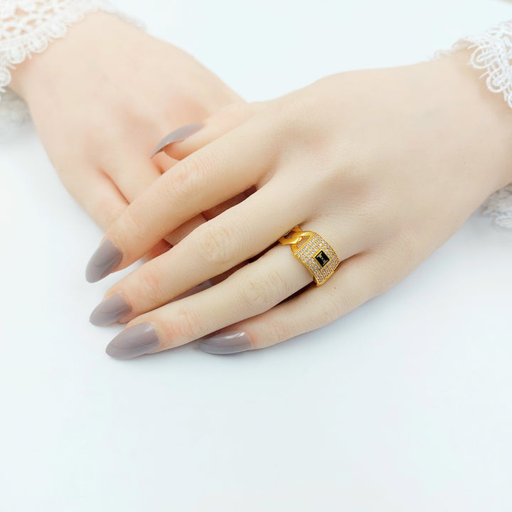 21K خاتم جنزير مينا مرصع-مجوهرات الشيخ سعيد-Saeed Jewelry 