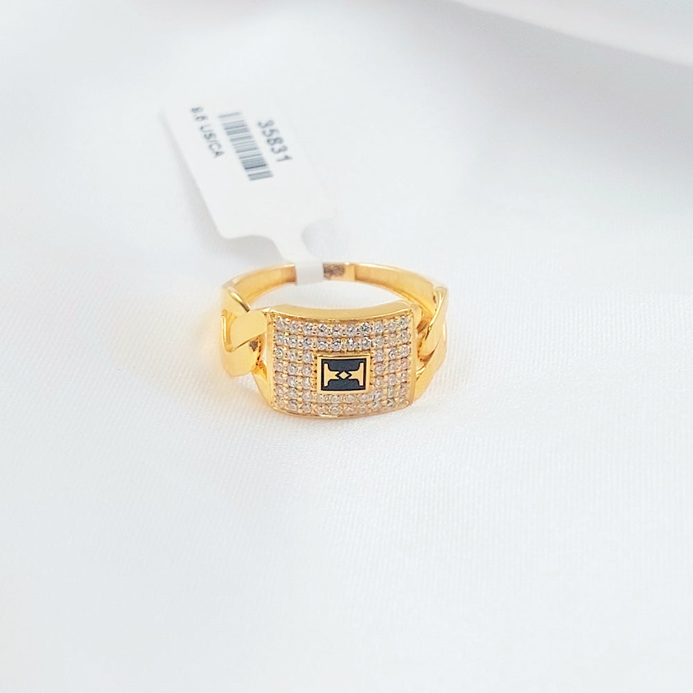 21K خاتم جنزير مينا مرصع-مجوهرات الشيخ سعيد-Saeed Jewelry 