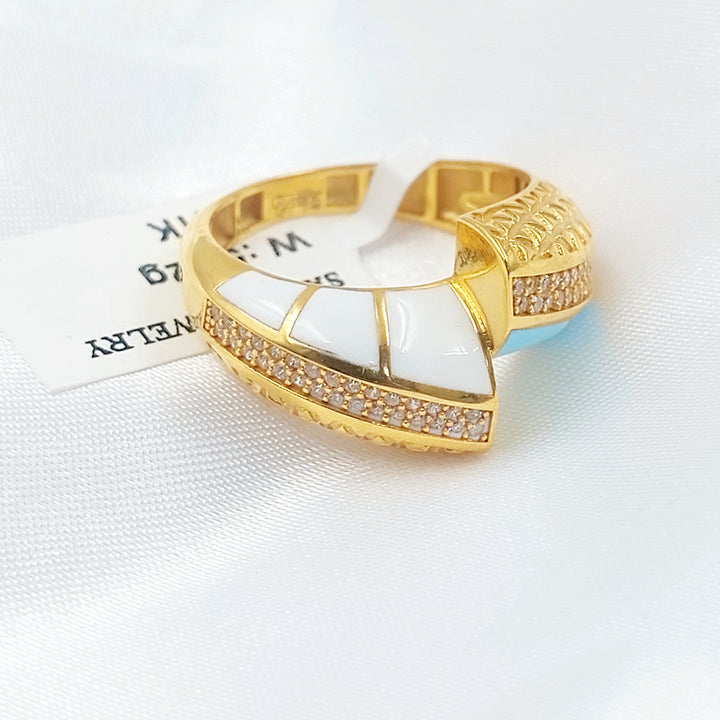 21K خاتم اكسترا مينا مرصع-مجوهرات الشيخ سعيد-Saeed Jewelry 