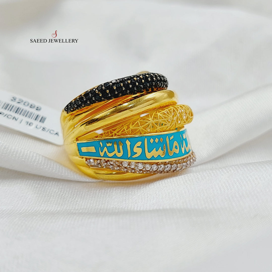 21K خاتم اسلامي مينا مرصع-مجوهرات الشيخ سعيد-Saeed Jewelry 