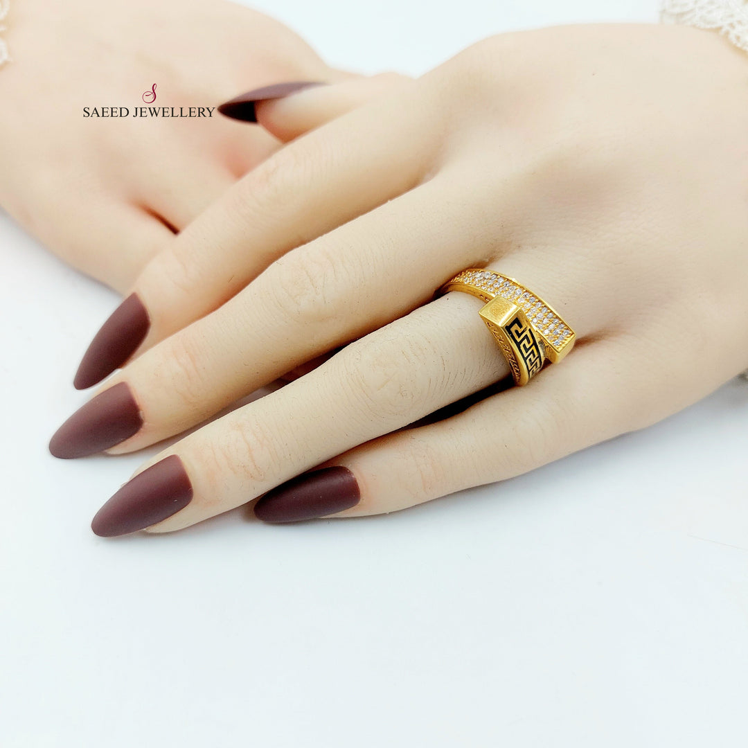 21K خاتم هرم مينا مرصع-مجوهرات الشيخ سعيد-Saeed Jewelry 