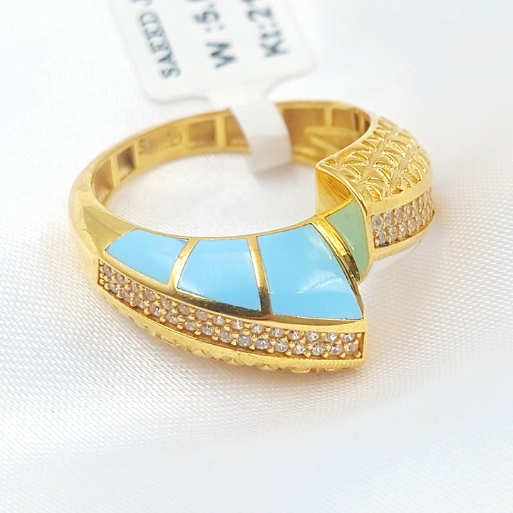 21K خاتم اكسترا مينا مرصع-مجوهرات الشيخ سعيد-Saeed Jewelry 