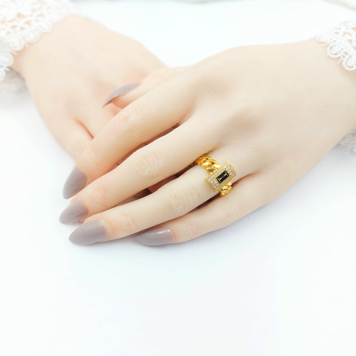 21K خاتم جنزير مينا مرصع-مجوهرات الشيخ سعيد-Saeed Jewelry 