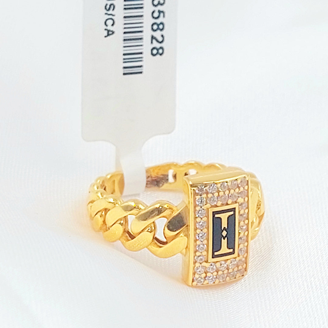 21K خاتم جنزير مينا مرصع-مجوهرات الشيخ سعيد-Saeed Jewelry 