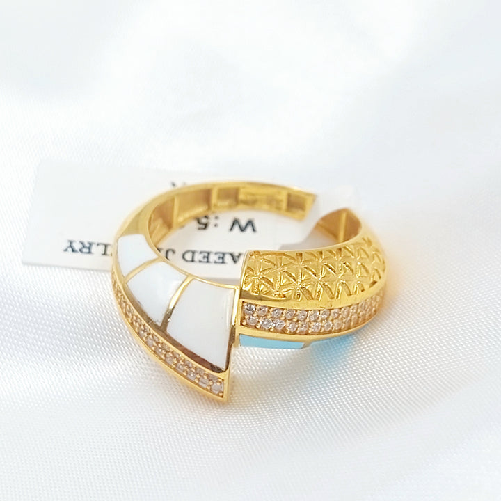 21K خاتم اكسترا مينا مرصع-مجوهرات الشيخ سعيد-Saeed Jewelry 