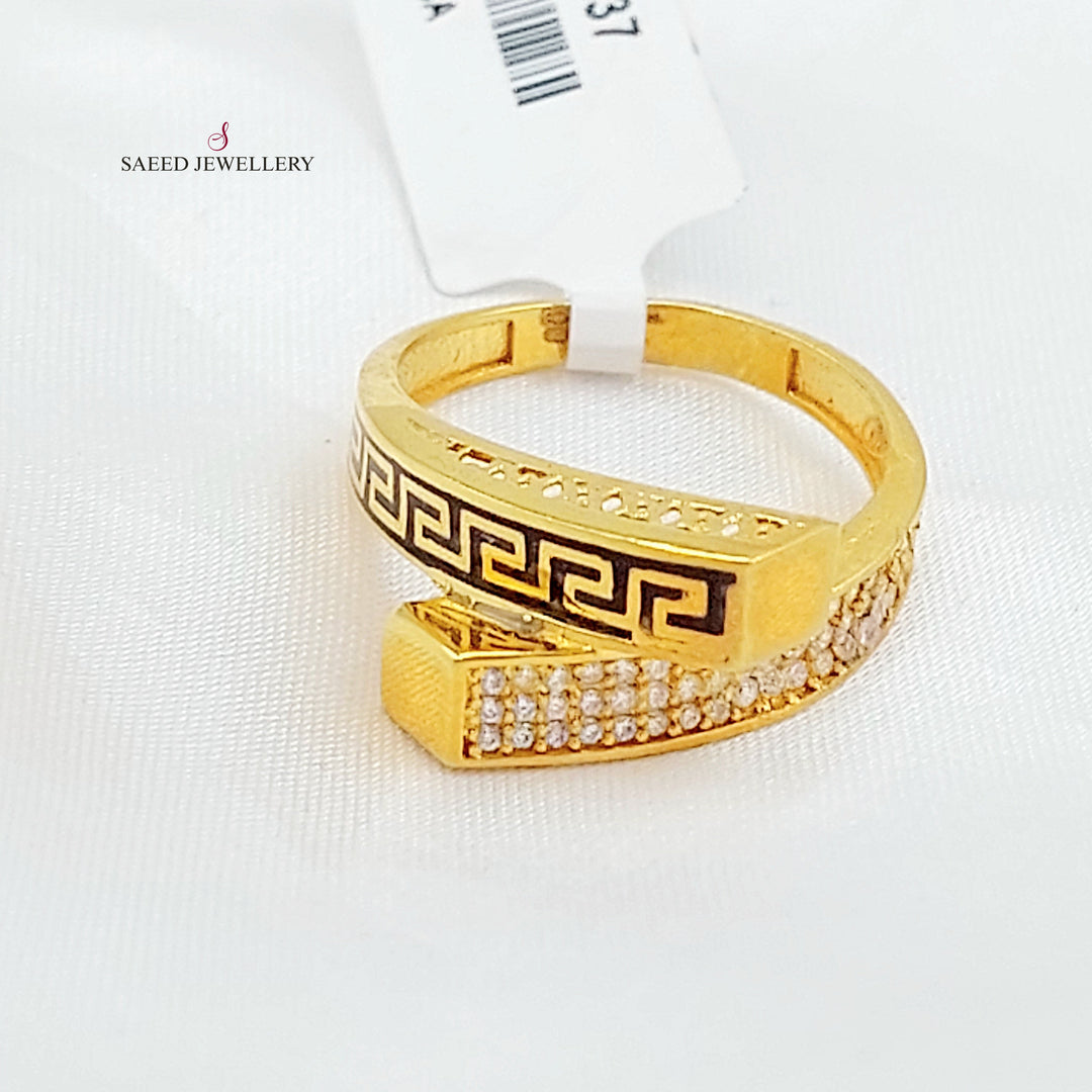 21K خاتم هرم مينا مرصع-مجوهرات الشيخ سعيد-Saeed Jewelry 