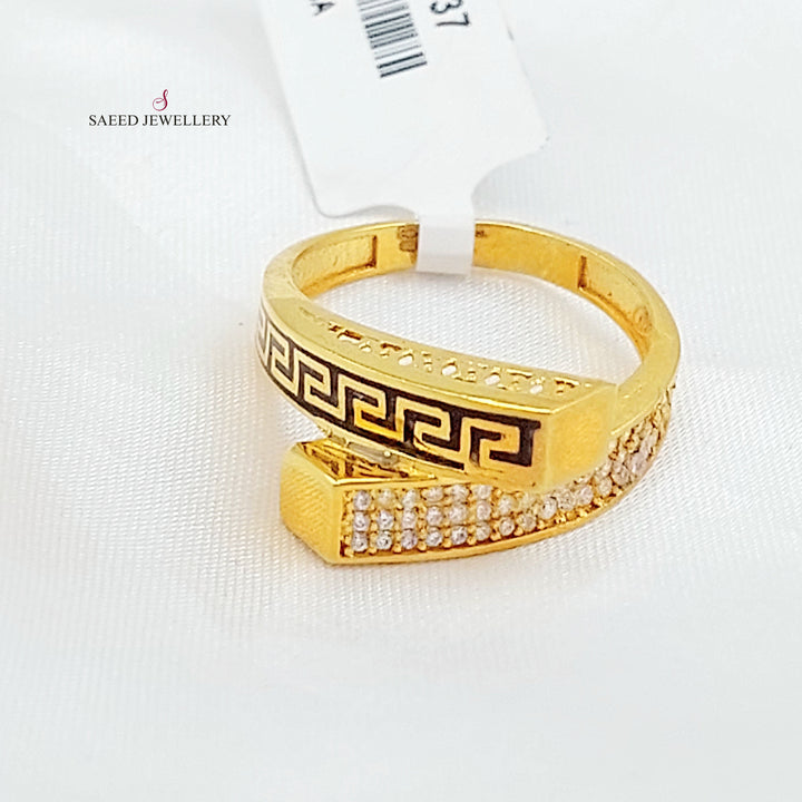 21K خاتم هرم مينا مرصع-مجوهرات الشيخ سعيد-Saeed Jewelry 