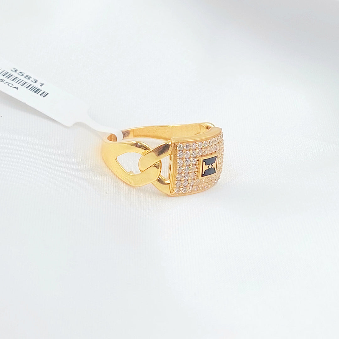 21K خاتم جنزير مينا مرصع-مجوهرات الشيخ سعيد-Saeed Jewelry 