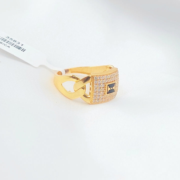 21K خاتم جنزير مينا مرصع-مجوهرات الشيخ سعيد-Saeed Jewelry 